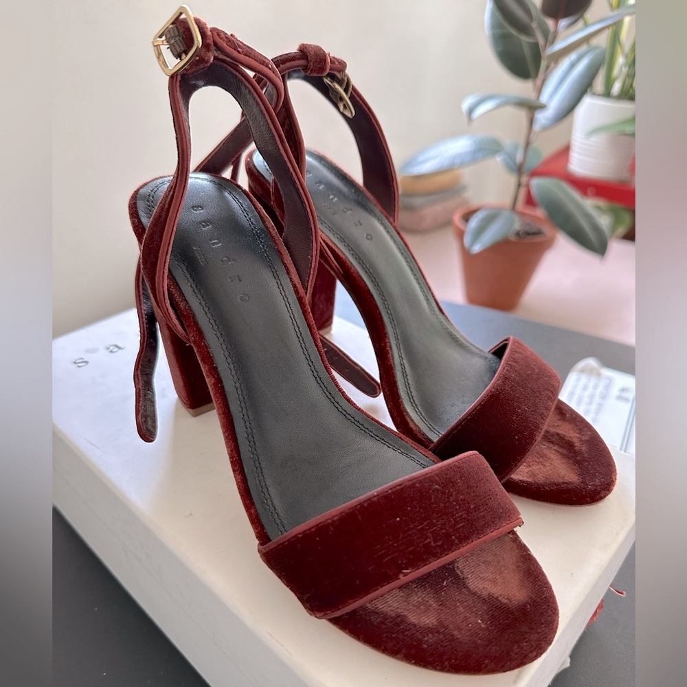 Sandro Velvet Block Heels
